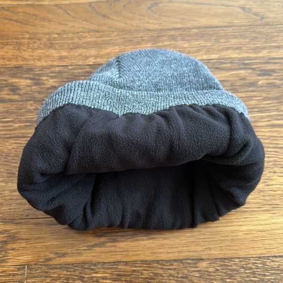 Gray Acrylic Beanie with soft fleece lining and logo on front - Picture 3 of 4